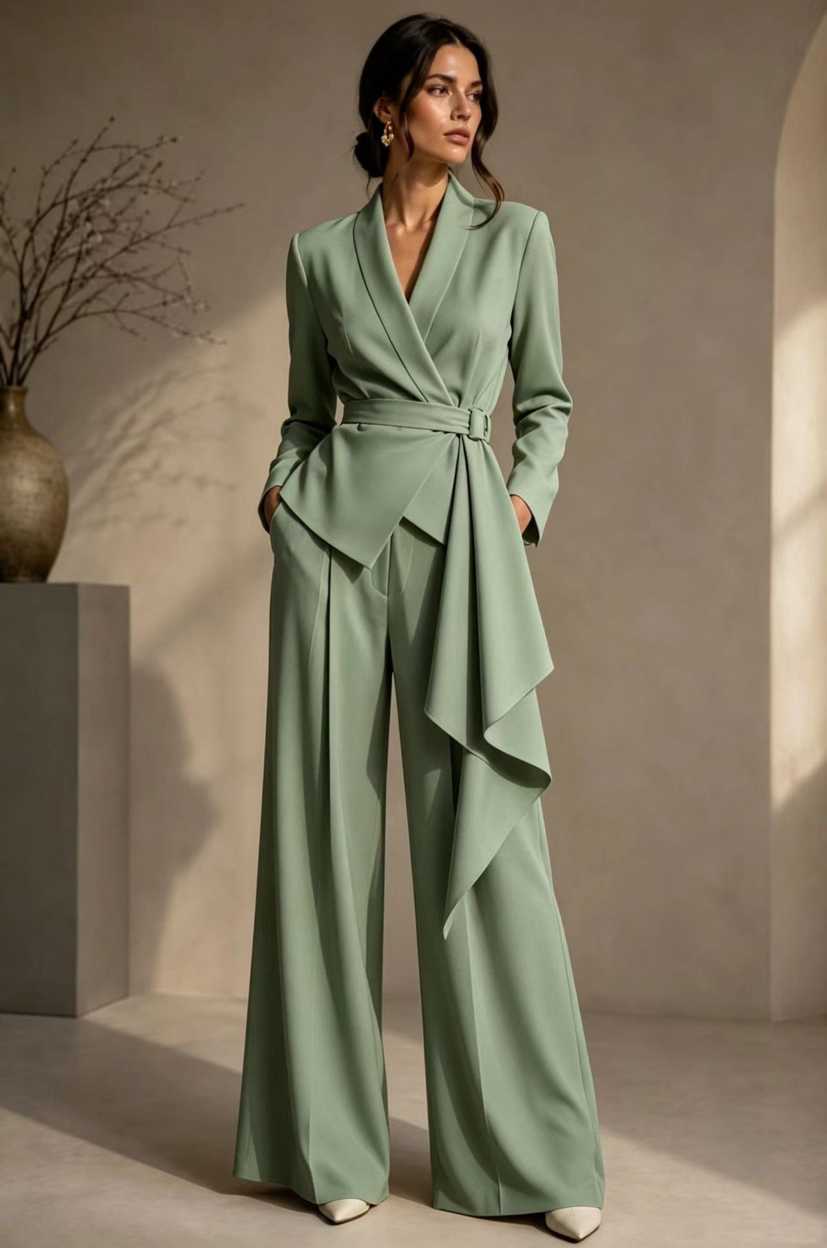 Ann | Wrap Blazer and Wide-Leg Trouser Suit