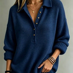 Sally | Polo Collar Button Knit Jumper