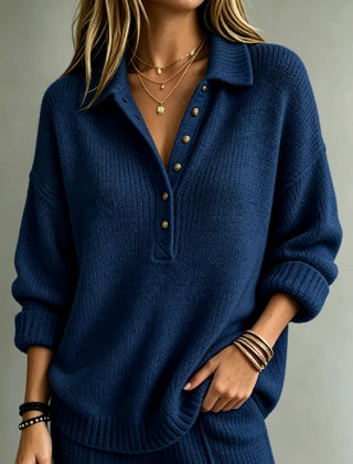 Sally | Polo Collar Button Knit Jumper
