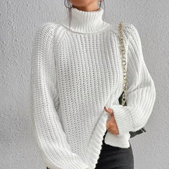 Shona Chunky Roll Neck Longline Jumper in White