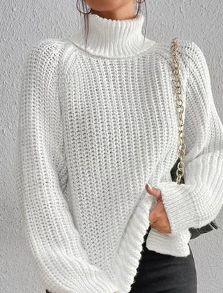 Shona Chunky Roll Neck Longline Jumper in White