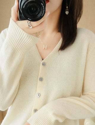 Tanya V-Neck Button Front Fine Knit Cardigan