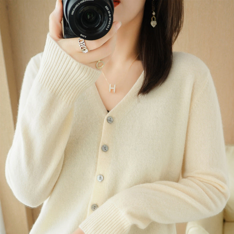 Tanya V-Neck Button Front Fine Knit Cardigan