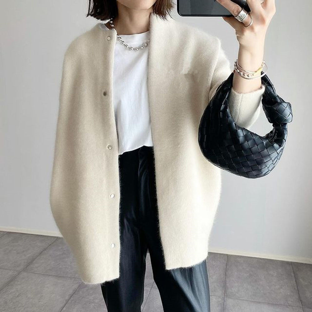 Leanne Soft Fluffy Knit Press Stud Jacket