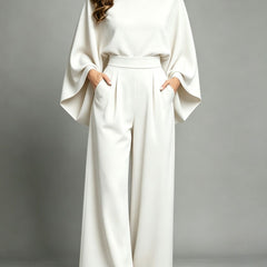 Miriam | High Neck Cape Sleeve Wide-Leg Set