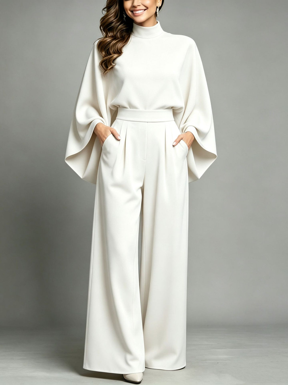 Miriam | High Neck Cape Sleeve Wide-Leg Set
