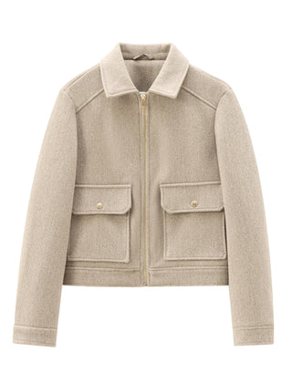 Kathryn Wool Look Zip Jacket with Flap Pockets