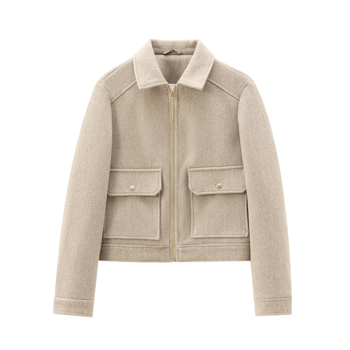 Kathryn Wool Look Zip Jacket with Flap Pockets