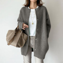 Leanne Soft Fluffy Knit Press Stud Jacket