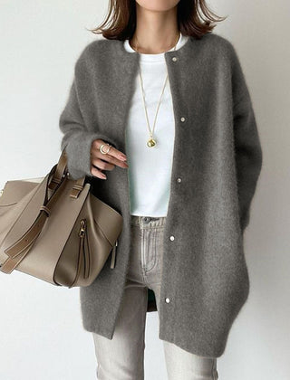 Leanne Soft Fluffy Knit Press Stud Jacket
