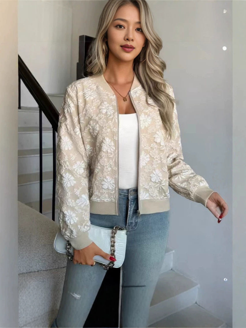 Hayley Floral Jacquard Bomber Jacket