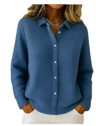 Beryl | Collared Button-Front Ribbed Cardigan
