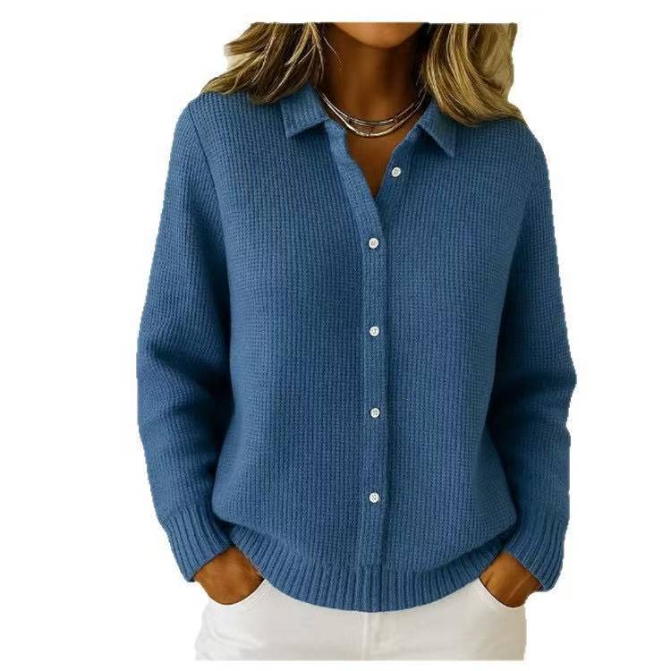 Beryl | Collared Button-Front Ribbed Cardigan