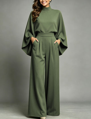 Miriam | High Neck Cape Sleeve Wide-Leg Set