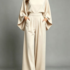 Miriam | High Neck Cape Sleeve Wide-Leg Set