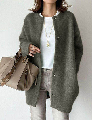 Leanne Soft Fluffy Knit Press Stud Jacket