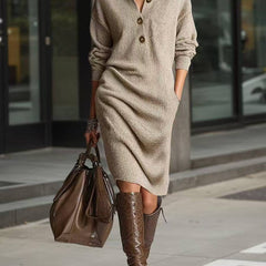 Deirdre | Polo Collar Knit Jumper Dress