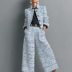 Lois | Tweed-Look Cropped Jacket and Wide-Leg Trouser Set