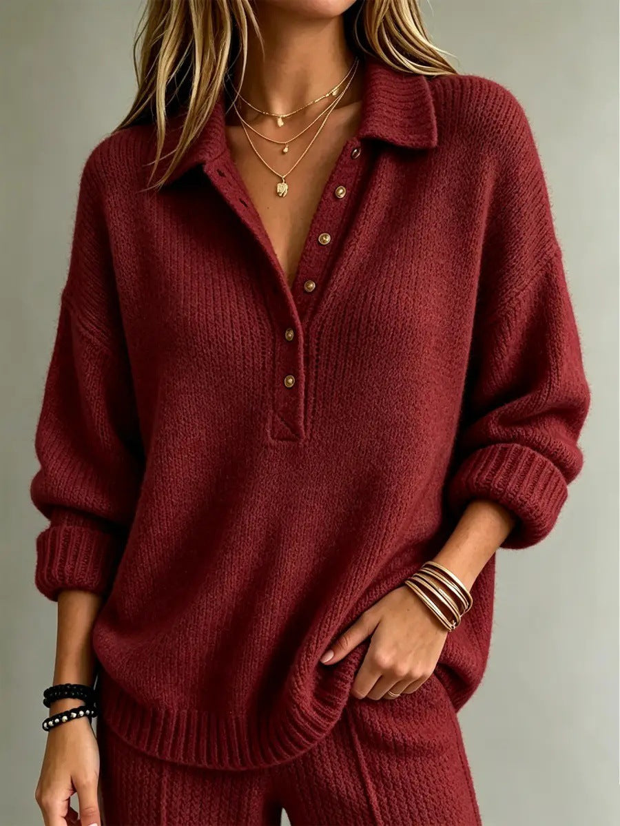 Sally | Polo Collar Button Knit Jumper