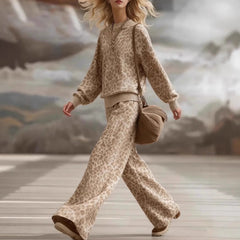 Hazel | Print Jumper and Wide-Leg Trouser Set