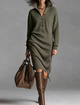 Deirdre | Polo Collar Knit Jumper Dress