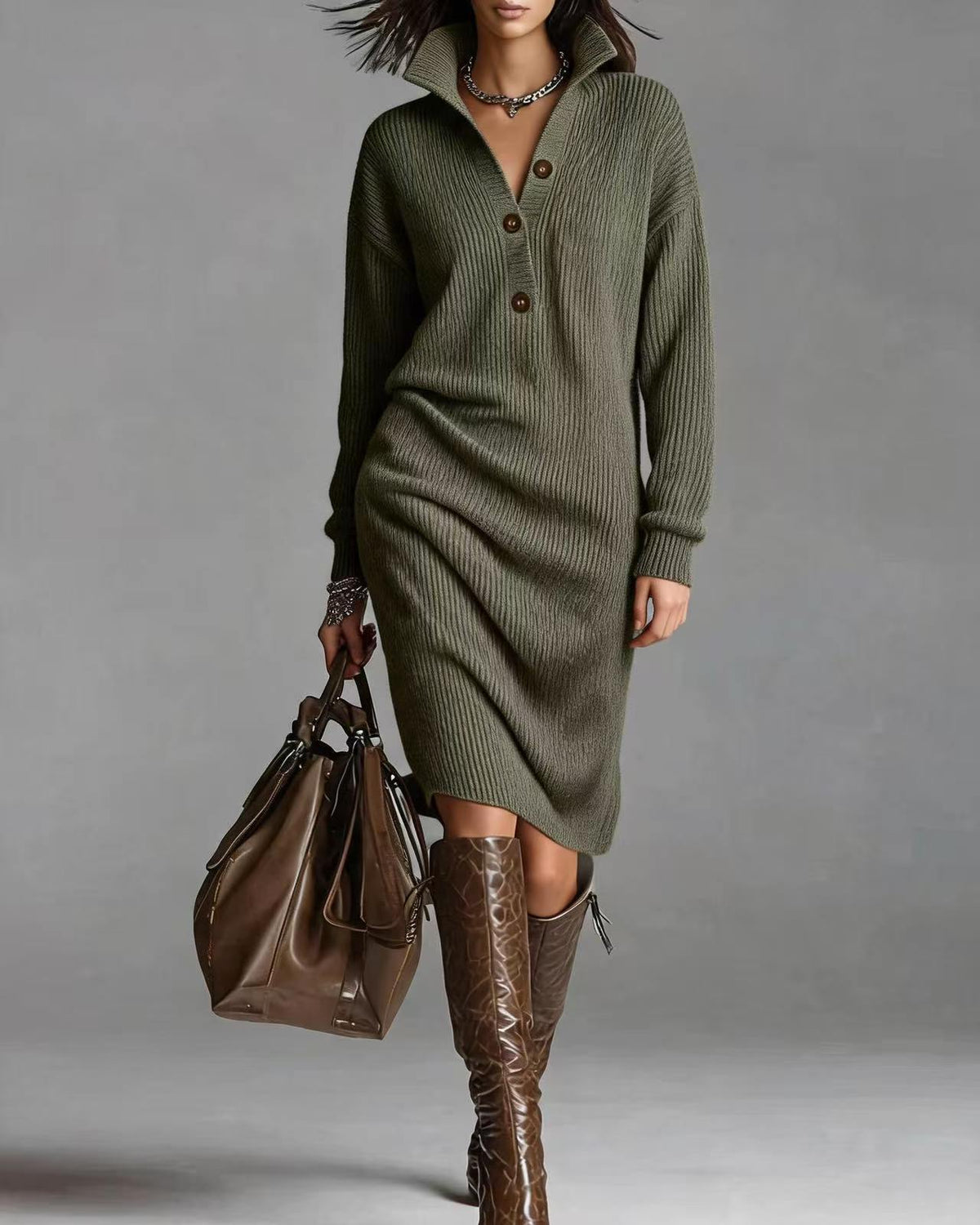 Deirdre | Polo Collar Knit Jumper Dress