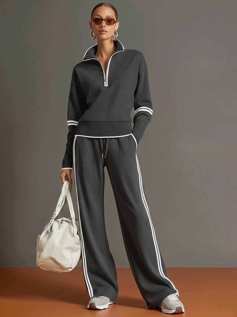 Rhona Half Zip Jumper and Wide Leg Trouser Set