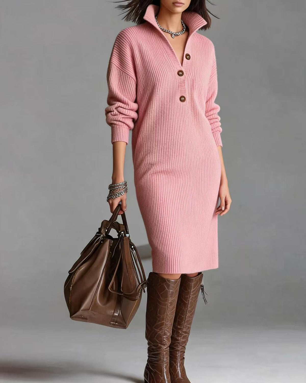 Deirdre | Polo Collar Knit Jumper Dress