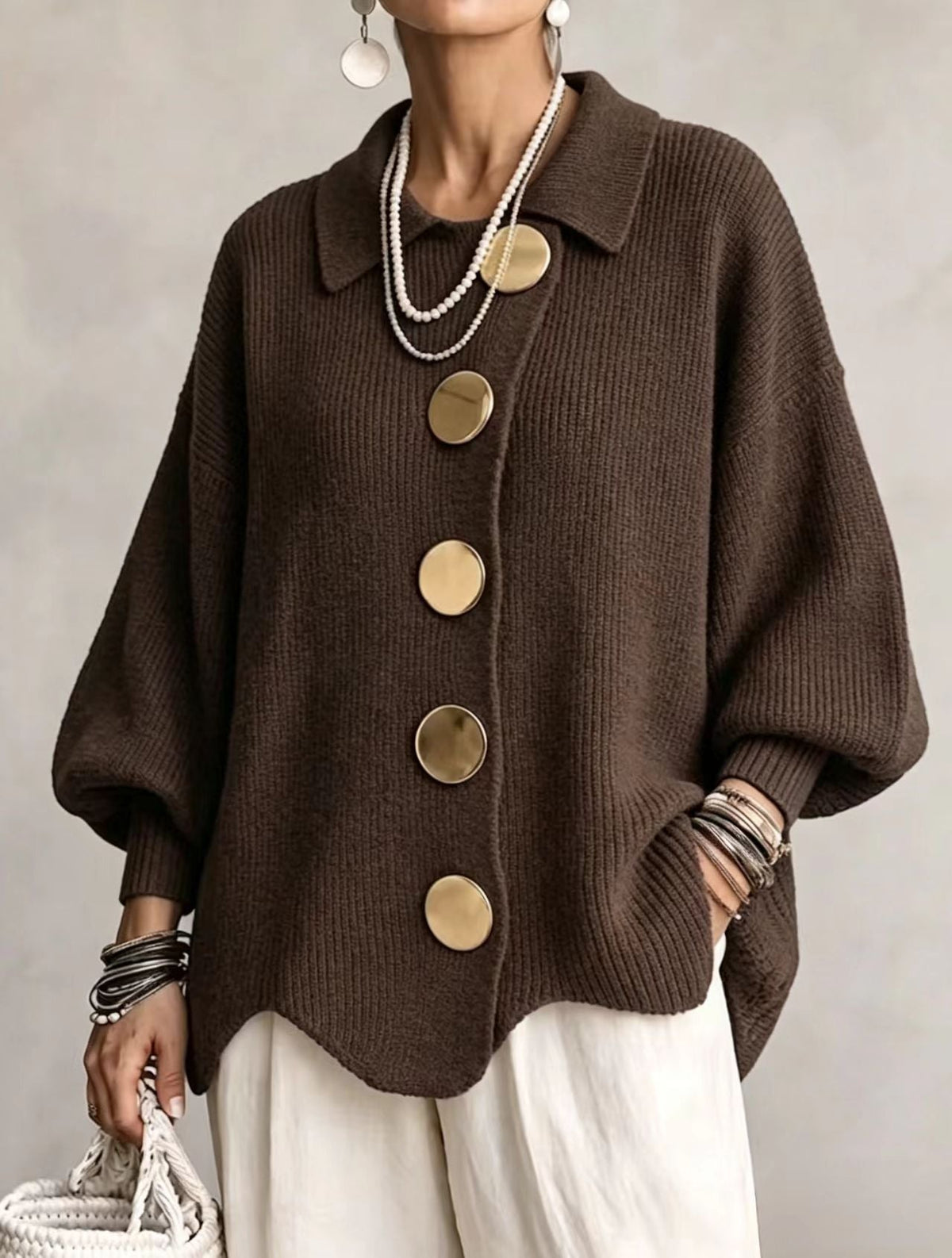 Eleanor™ | Graceful Statement Button Knit