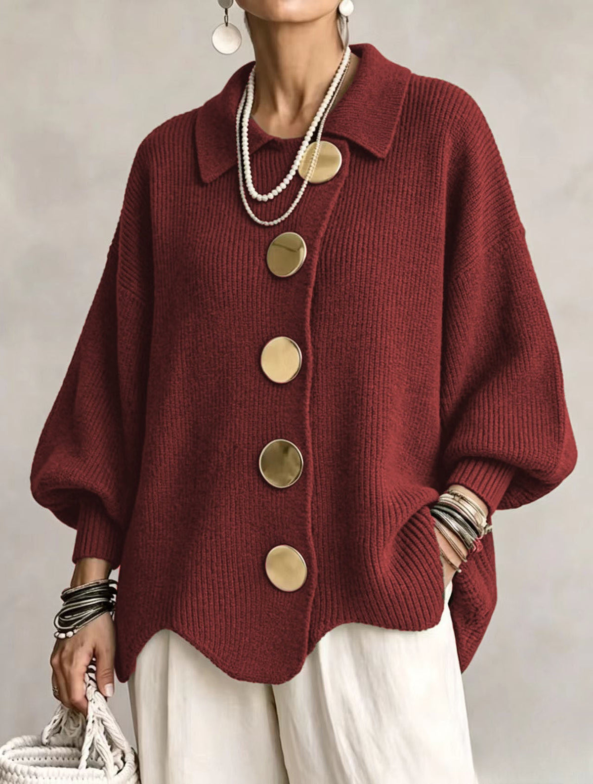 Eleanor™ | Graceful Statement Button Knit