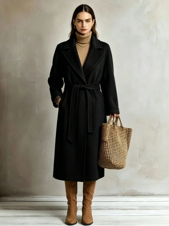 Gina Long Belted Wrap Coat