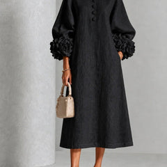 Belinda | Rosette Cuff Button Midi Dress