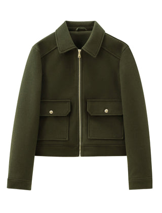 Kathryn Wool Look Zip Jacket with Flap Pockets