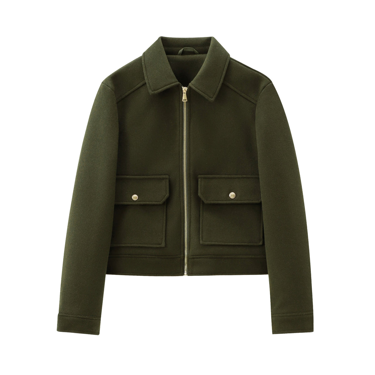 Kathryn Wool Look Zip Jacket with Flap Pockets