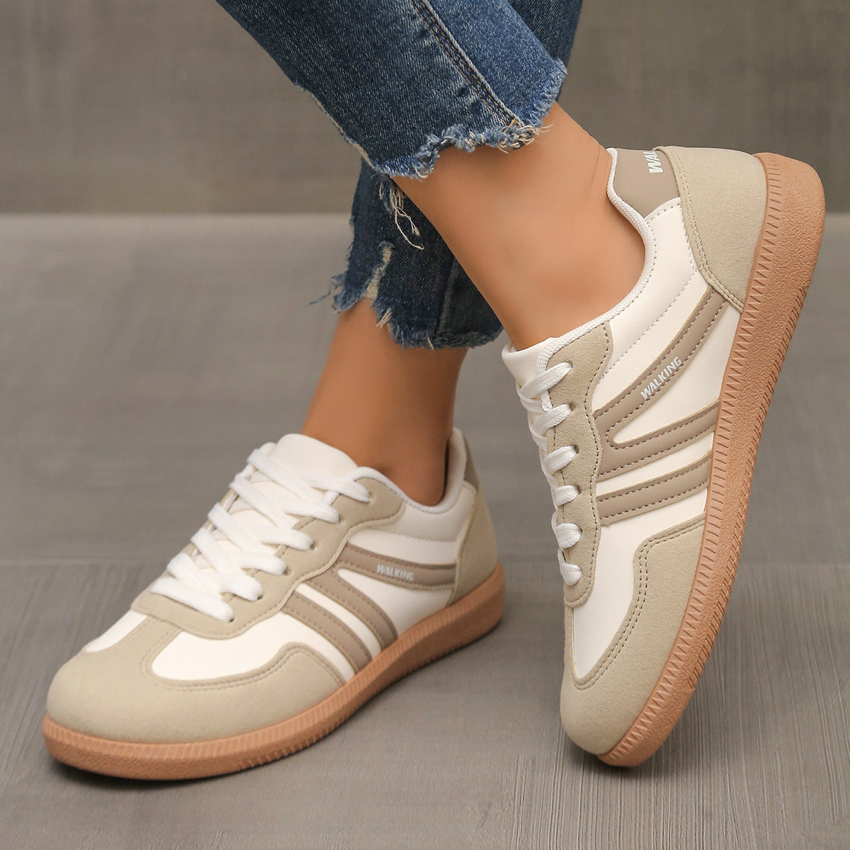 Ann Retro Stripe Suede-Look Trainers