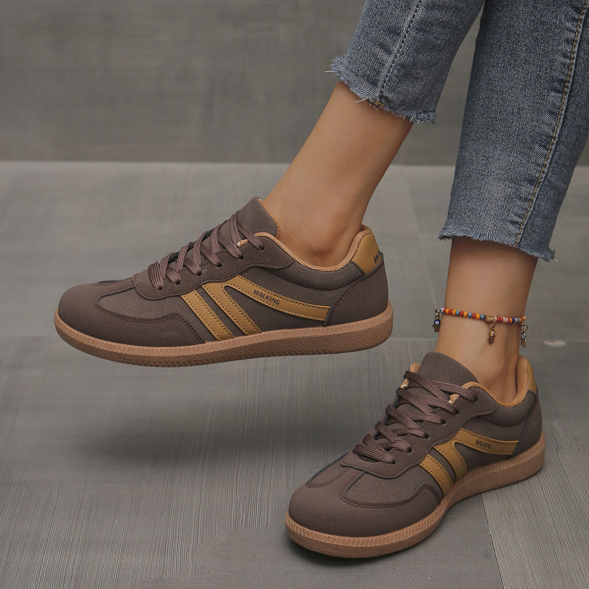 Ann Retro Stripe Suede-Look Trainers