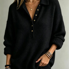 Sally | Polo Collar Button Knit Jumper