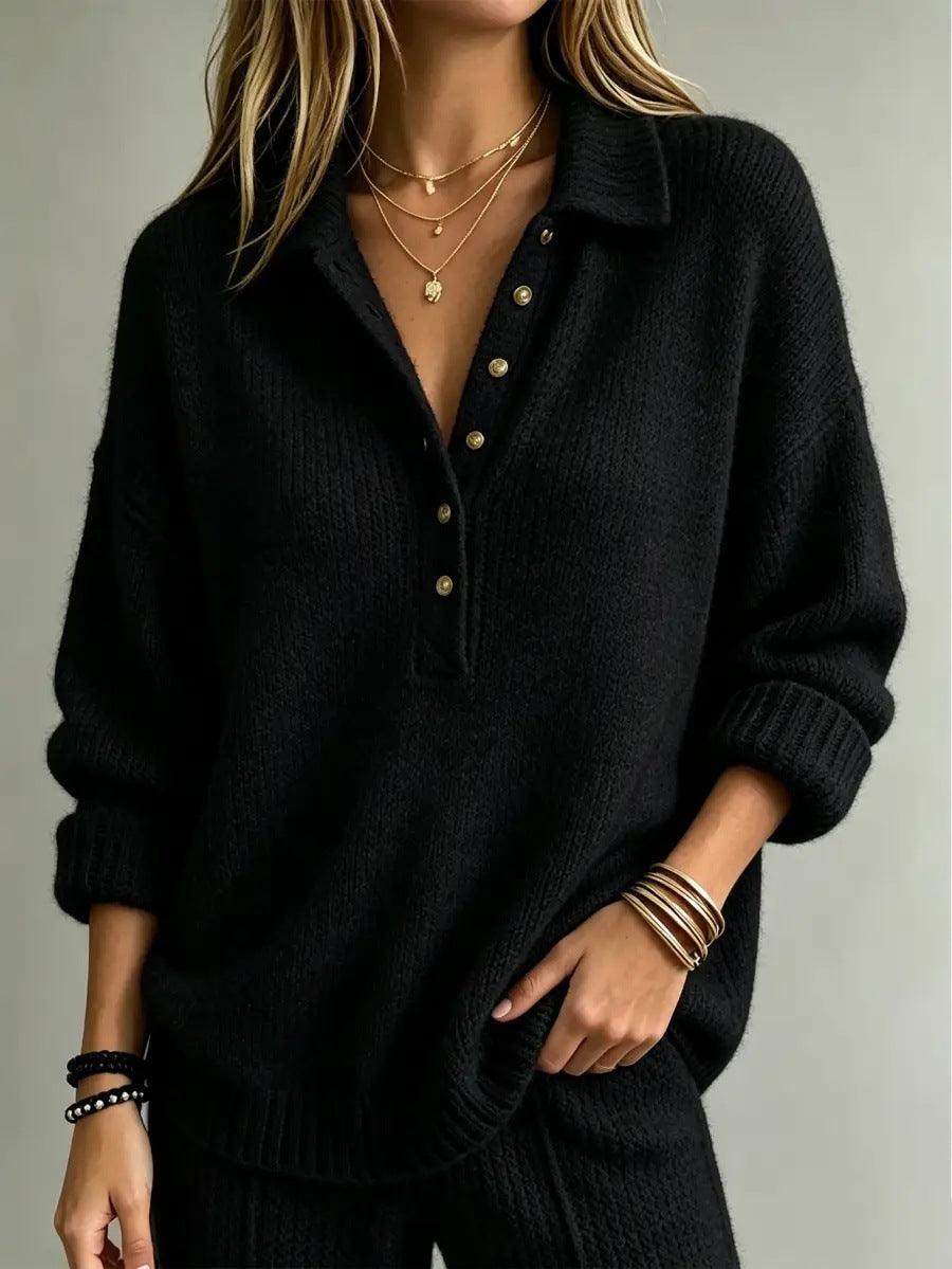 Sally | Polo Collar Button Knit Jumper