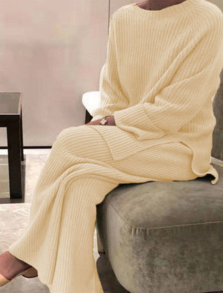 Bridget | Ribbed Knit Jumper and Wide-Leg Trouser Set