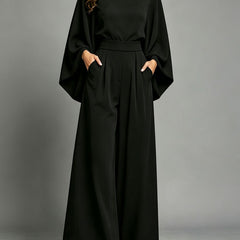 Miriam | High Neck Cape Sleeve Wide-Leg Set