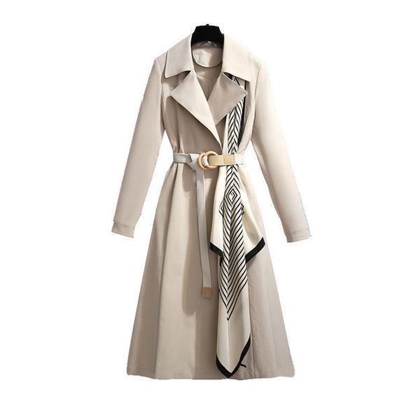 Ingrid Long Belted Trench Coat with Scarf