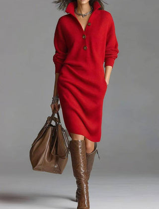 Deirdre | Polo Collar Knit Jumper Dress