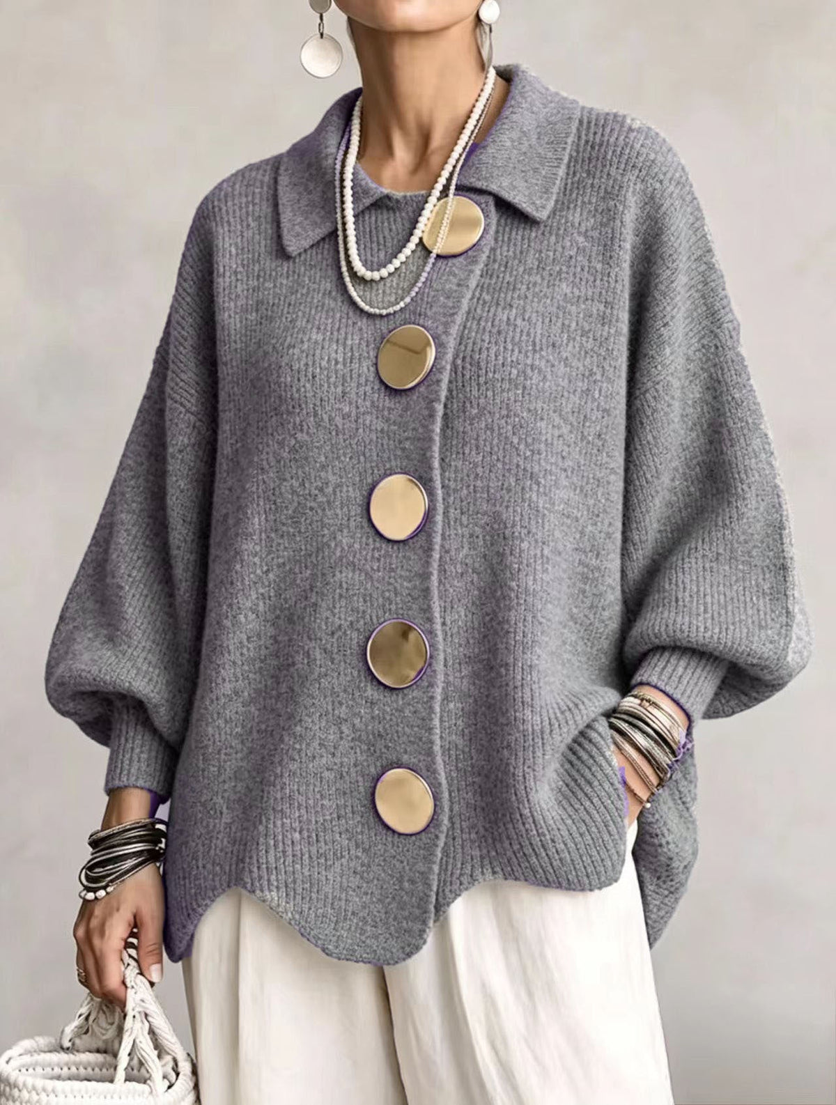 Eleanor™ | Graceful Statement Button Knit