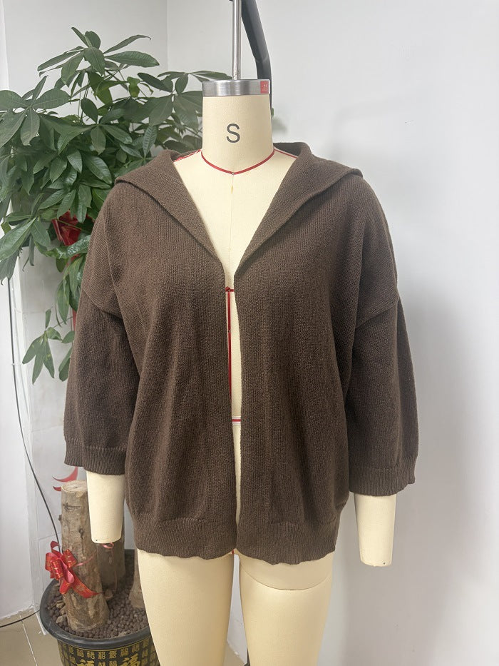 Jane Hooded Batwing Knit Cardigan