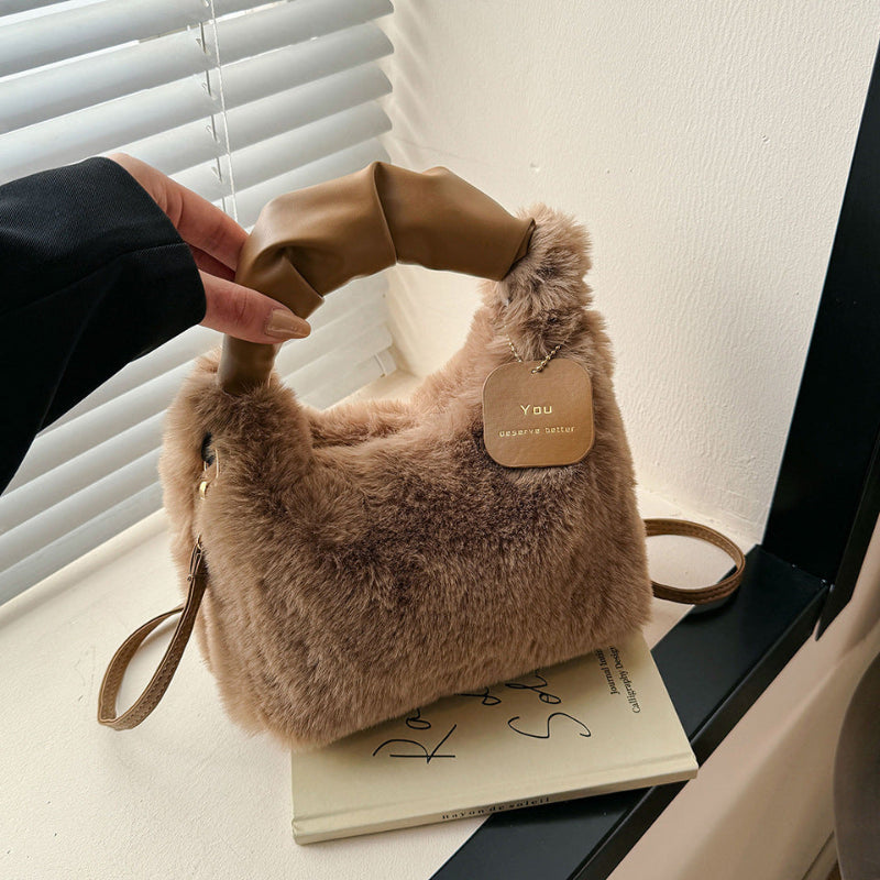 Debbie Faux Fur Shoulder Bag with Top Handle