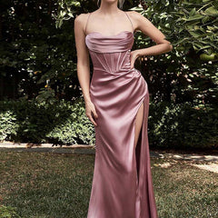 Natalie Satin Cowl Neck Maxi Dress with Side Split