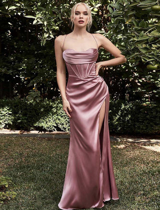 Natalie Satin Cowl Neck Maxi Dress with Side Split