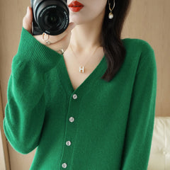 Tanya V-Neck Button Front Fine Knit Cardigan