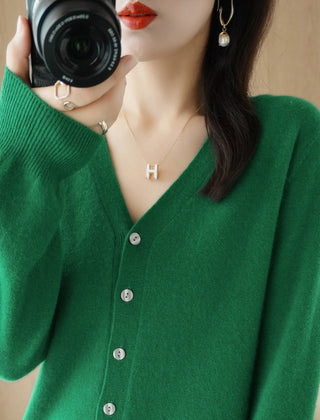 Tanya V-Neck Button Front Fine Knit Cardigan