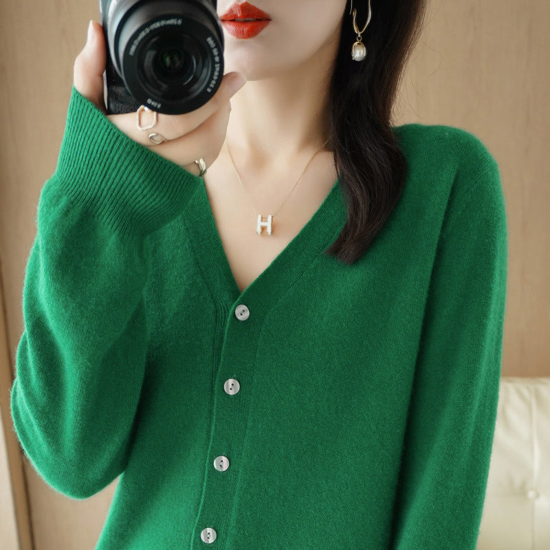 Tanya V-Neck Button Front Fine Knit Cardigan